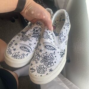Tattoo (Color In) Vans Slip Ons